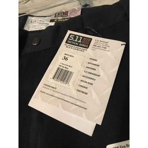 5.11 Tactical Pant Mens 36 Black Station Fire Resistant Gorpcore Hiking Unhemmed - Picture 5 of 11